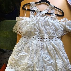 White lace Aqua cocktail dress